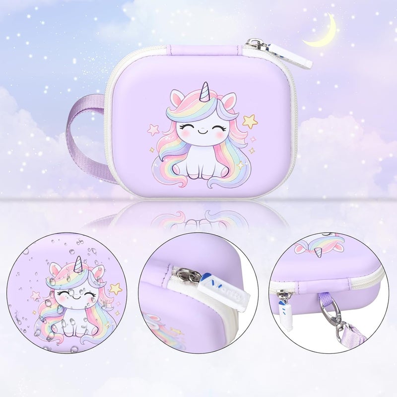 worfty Kids Camera Case Compatible with MAVOKIS/Envyvip/Seckton/KIZJORYA/Goopow Digital Video Camera Toys Camcorder Storage Holder Carrying - Purple Unicorn(Case Only) - Image 4
